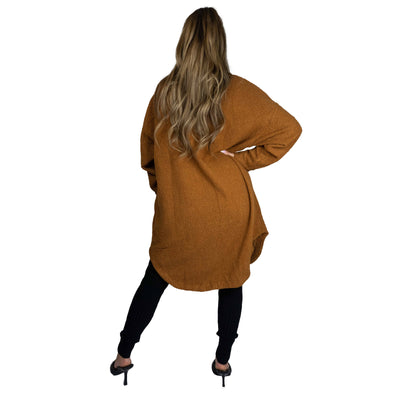 Long Teddy Button Down Jacket (Camel)